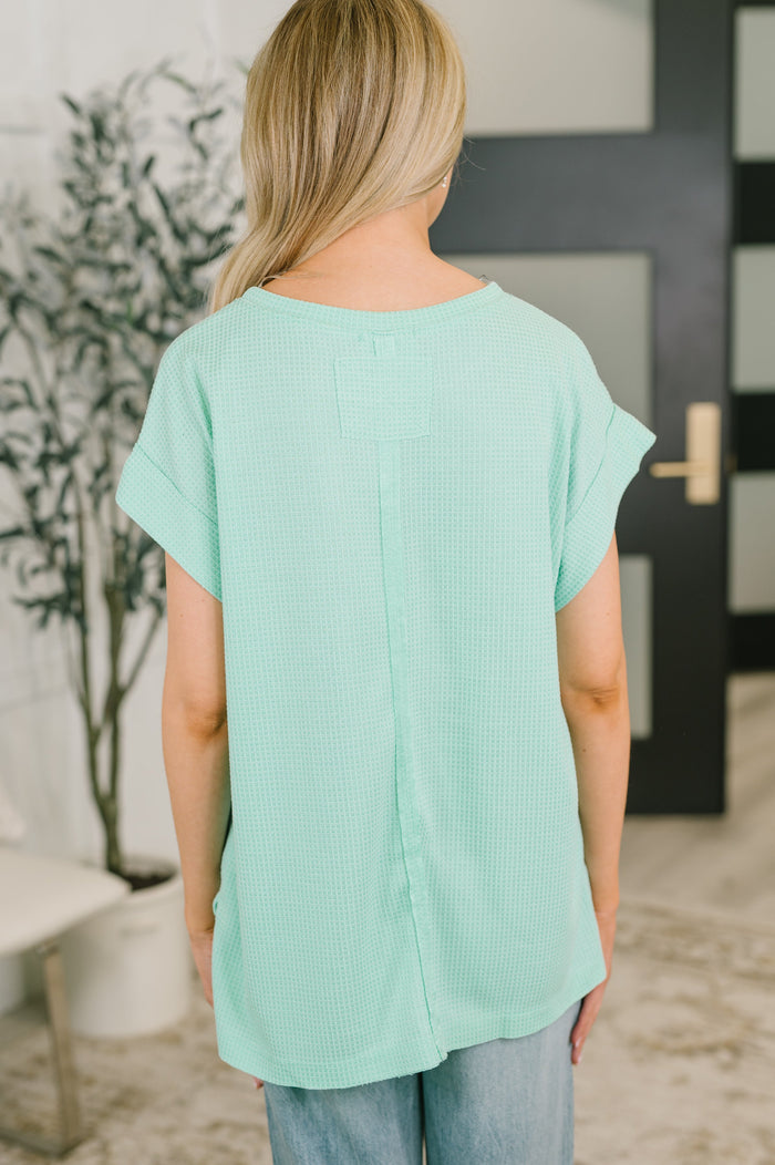 Foundation First Waffle Knit Relaxed Tee in Mint – alternate view 6