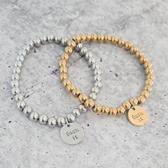 Fuck It Stainless Steel Stretch Bracelet in Gold or Silver – One Size Fits Most Salt and Sparkle