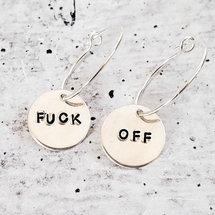 FUCK OFF Hoop Earrings Salt and Sparkle