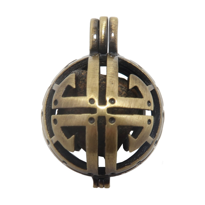 brown gao-guenie meteorite stone in brass locket