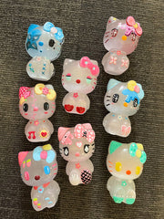 Hello Kitty Selenite Hand Painted Carving