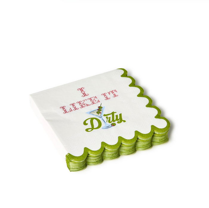 "I Like it Dirty" 3-Ply Paper Cocktail Napkin with Scalloped Edge