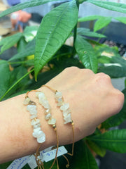 Crystal Chip Tan Woven Bracelet
