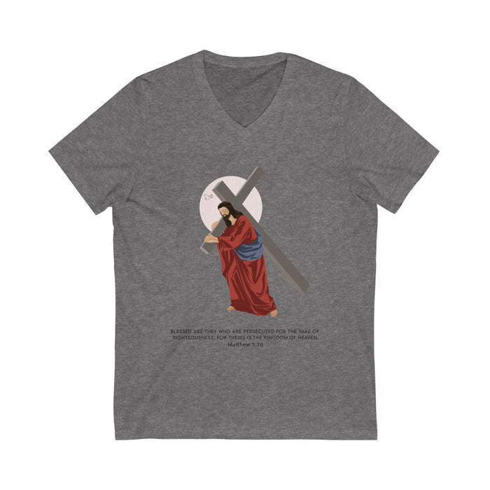Jesus Christ - Blessed are the persecuted Unisex V-Neck