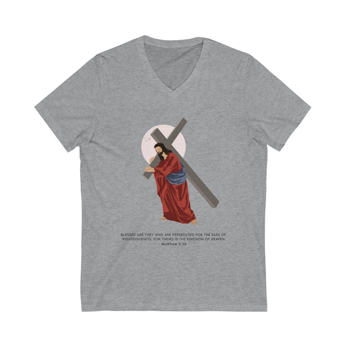 Jesus Christ - Blessed are the persecuted Unisex V-Neck