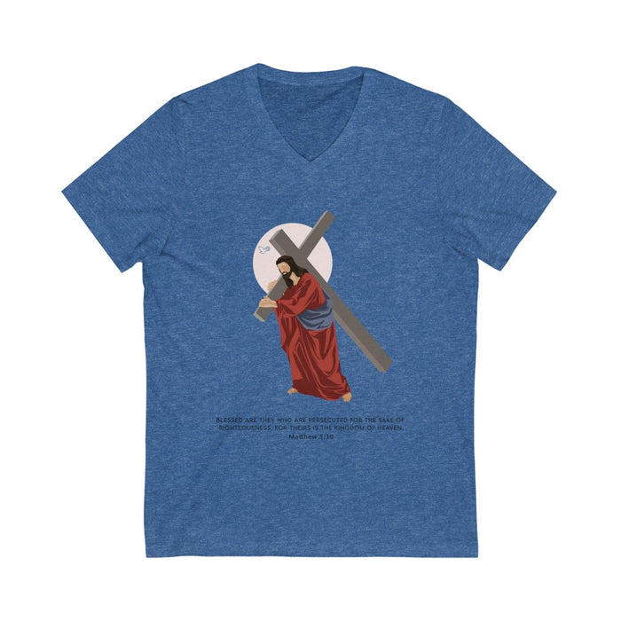 Jesus Christ - Blessed are the persecuted Unisex V-Neck
