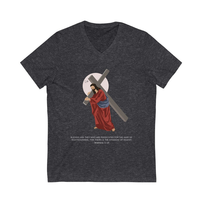 Jesus Christ - Blessed are the persecuted Unisex V-Neck