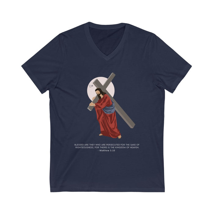 Jesus Christ - Blessed are the persecuted Unisex V-Neck