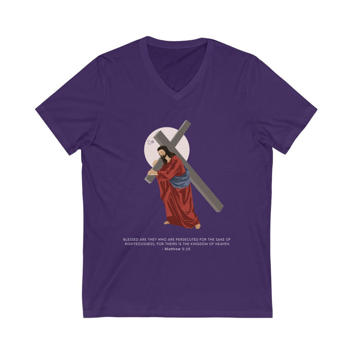 Jesus Christ - Blessed are the persecuted Unisex V-Neck