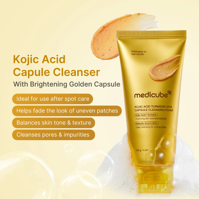 Medicube Kojic Acid Turmeric Vita Capsule Cleansing Foam Nudie Glow Australia