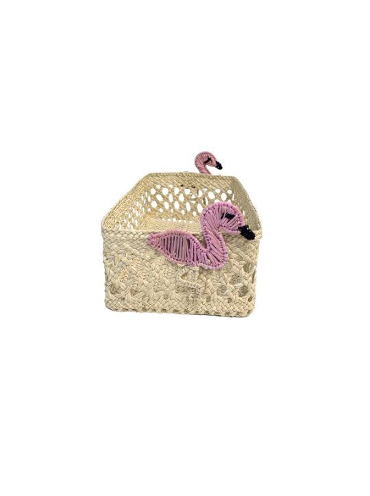 Mini Flamingos Rectangular Basket