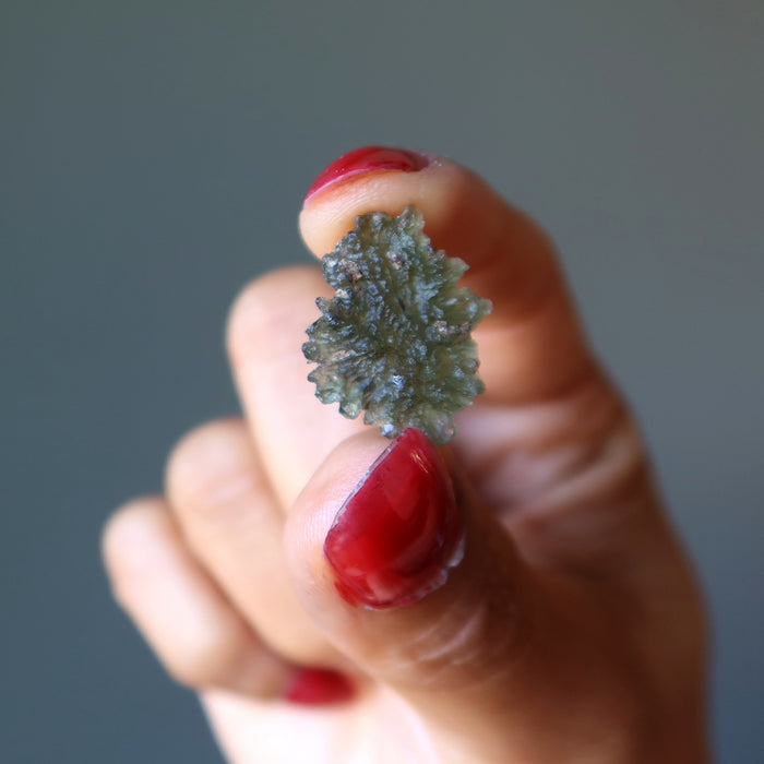 green moldavite specimen