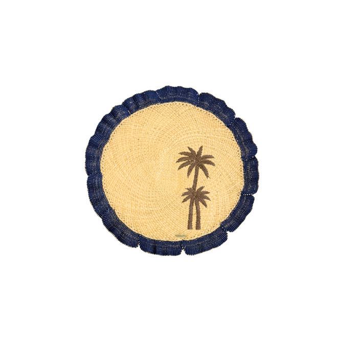 Navy Wave Palms Placemat