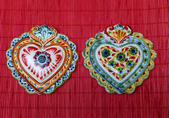 Ornament Love Heart 5x5 in Flat Set of 2 MultiColors
