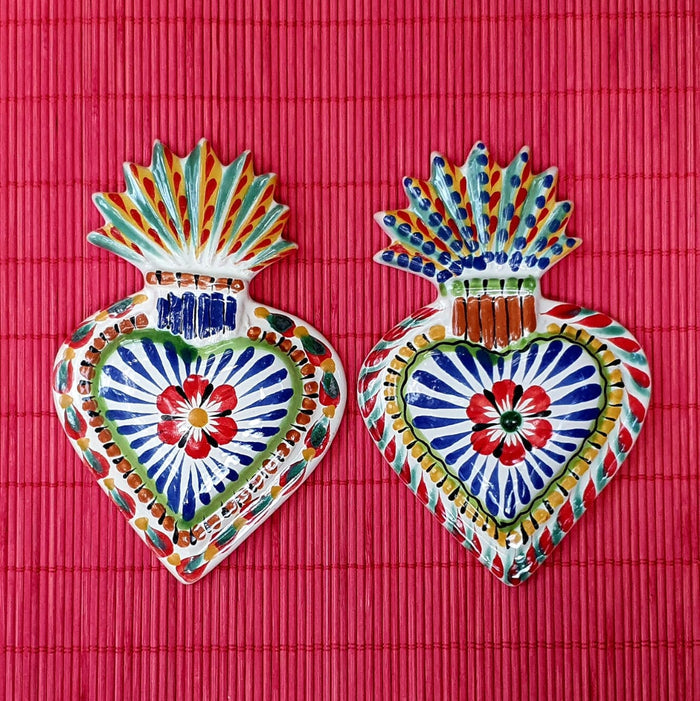 Ornament Sacred Heart Flat Set of 2 MultiColors