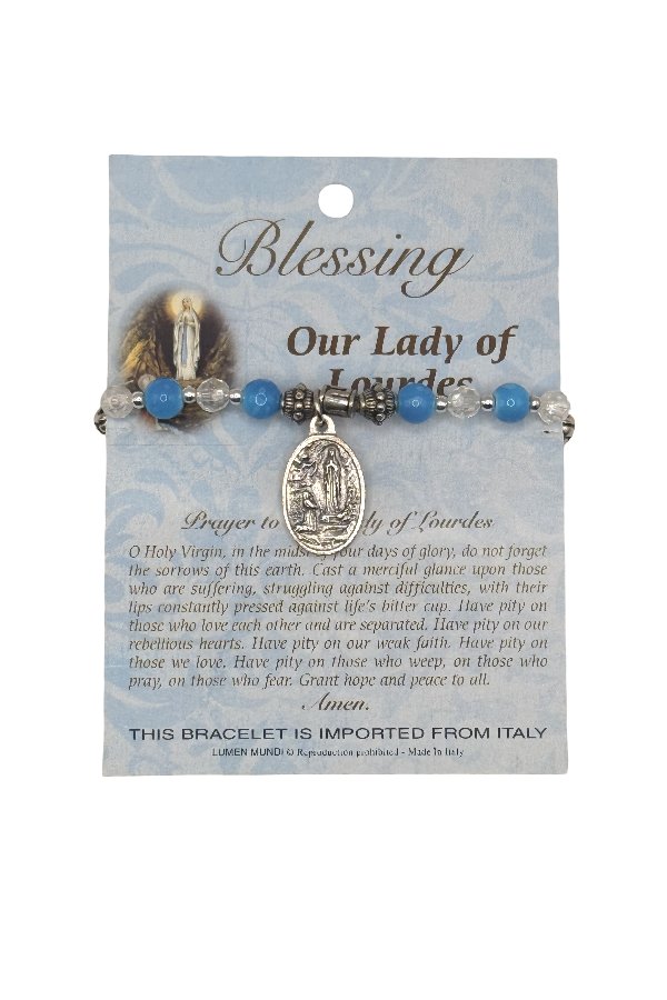 Our Lady of Lourdes Italian Beaded Charm Bracelet