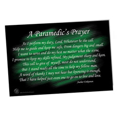Paramedics Prayer As I Perform My Duty Lord Black Green Poster 11x17 or 24x36