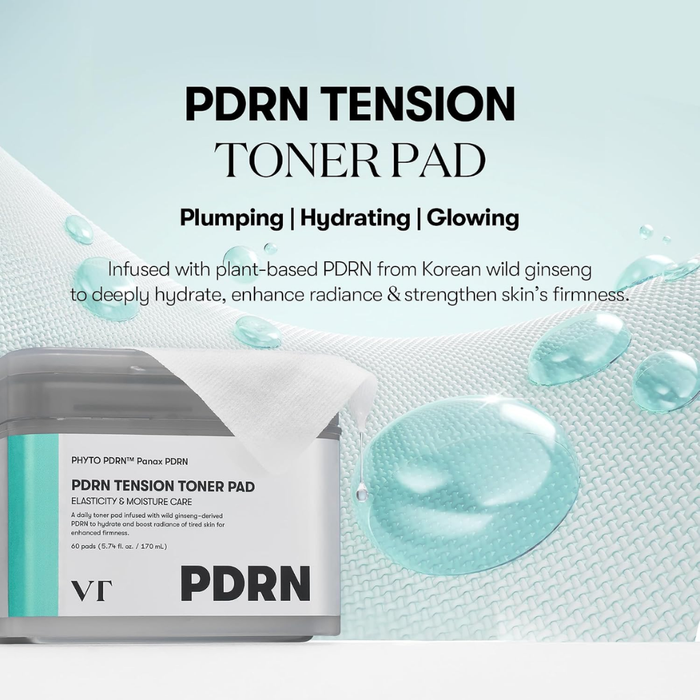 VT Cosmetics PDRN Tension Toner Pad Nudie Glow Australia