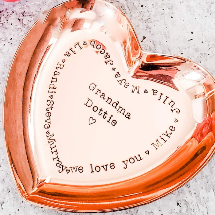 Personalized Heart Trinket Dish for Grandma Salt and Sparkle