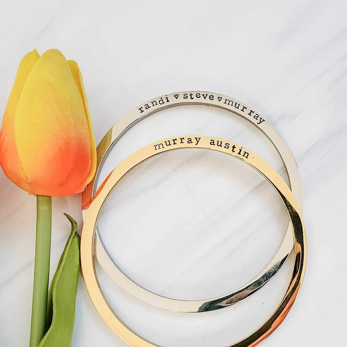 Personalized Stainless Steel Bangle Bracelet Salt and Sparkle