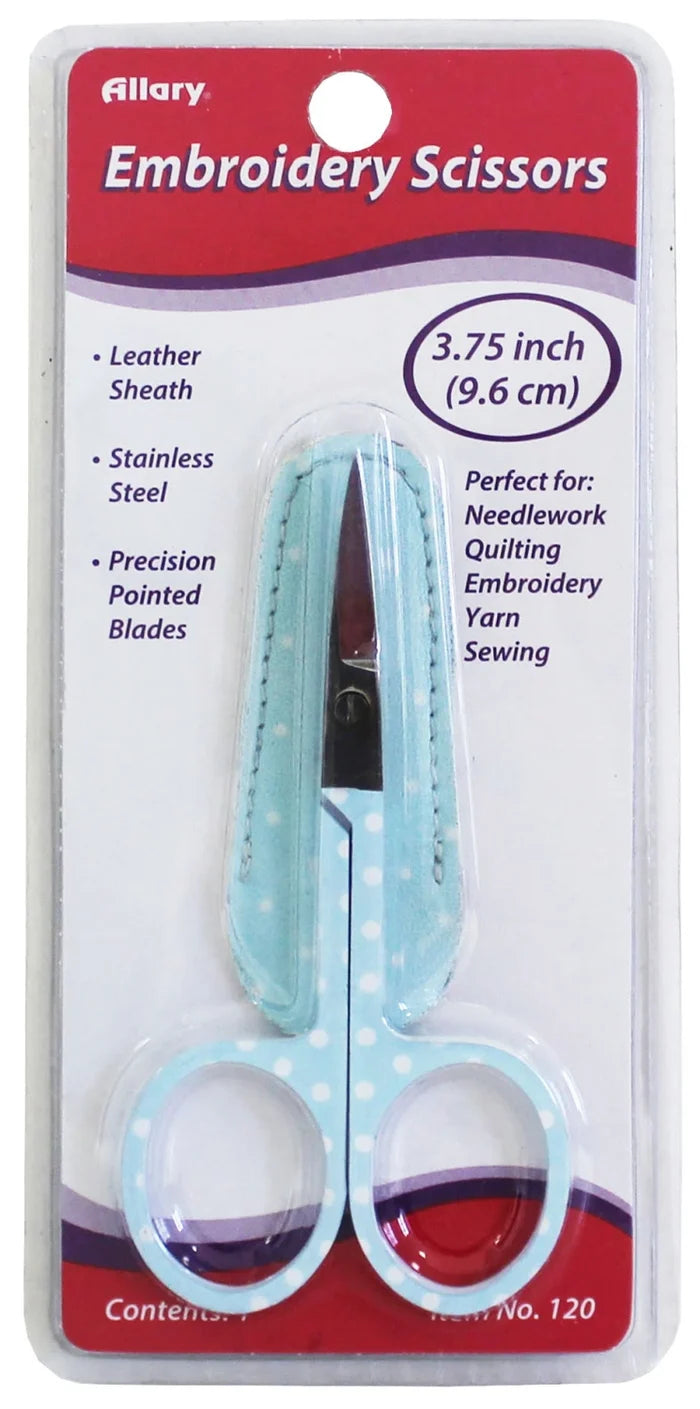 Polka Dot Pattern Embroidery Scissors with Leather Sheath by Allary