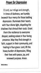 Prayer for Depression U - LAMINATED HOLY CARDS- QUANTITY 25 PRAYER CARDS