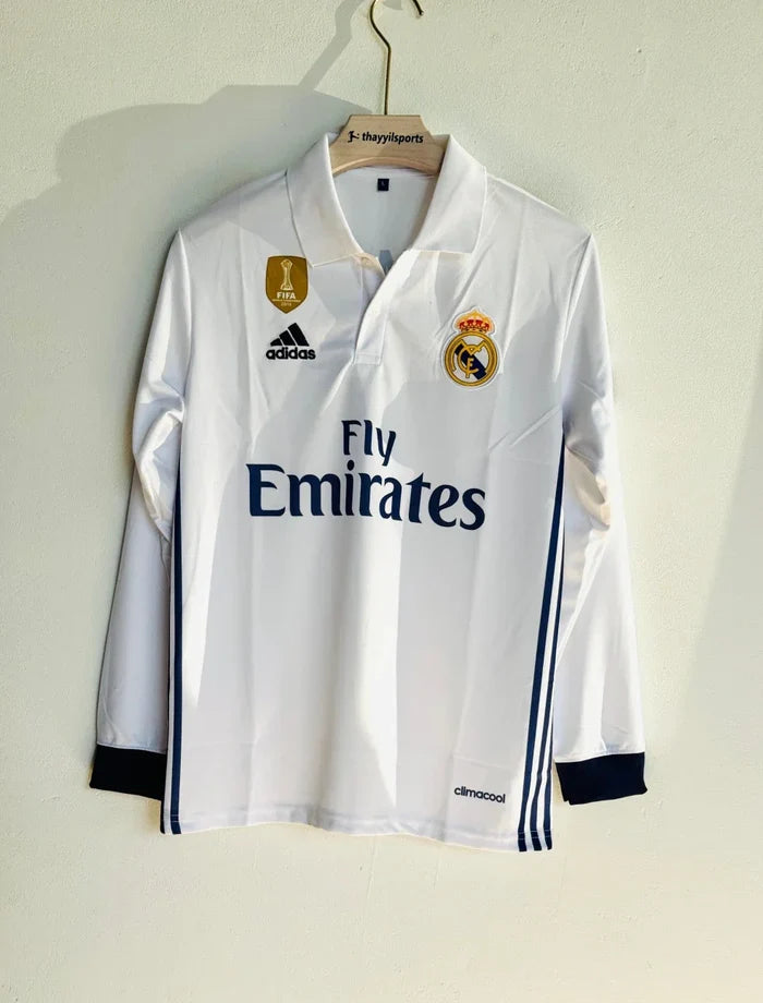 PRINTED REAL MADRID 2016-17 HOME KIT RONALDO FULLSLEEVE POLO