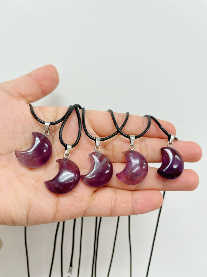 Purple Fluorite Moon Necklaces