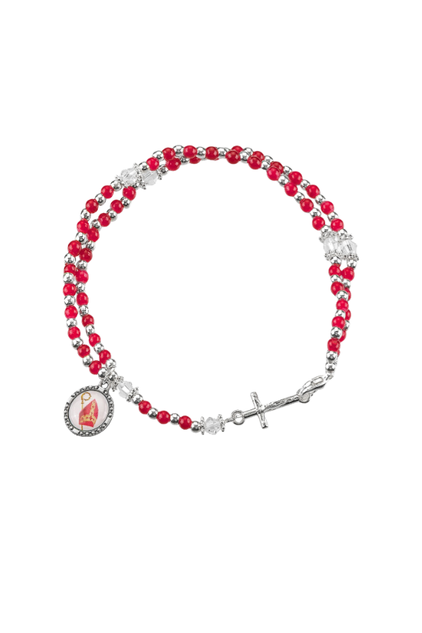 Red Glass Bead Confirmation Bracelet