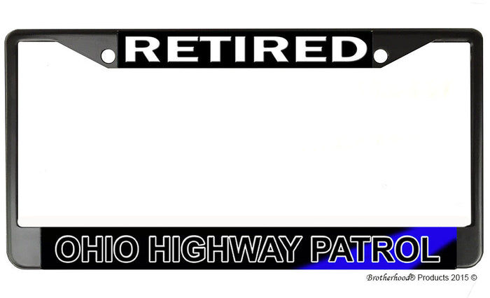 Retired Ohio State Highway Patrol  License Plate Frame Chrome or Black