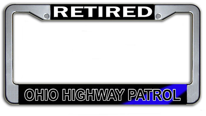 Retired Ohio State Highway Patrol  License Plate Frame Chrome or Black