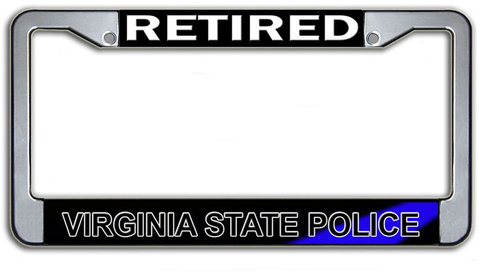 Retired Virginia State Highway Patrol  License Plate Frame Chrome or Black