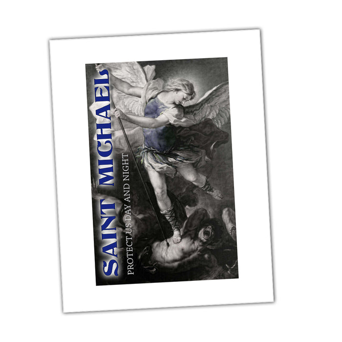 Saint Michael Protect Us Day and Night Patron Saint of Law Enforcement Glossy Print