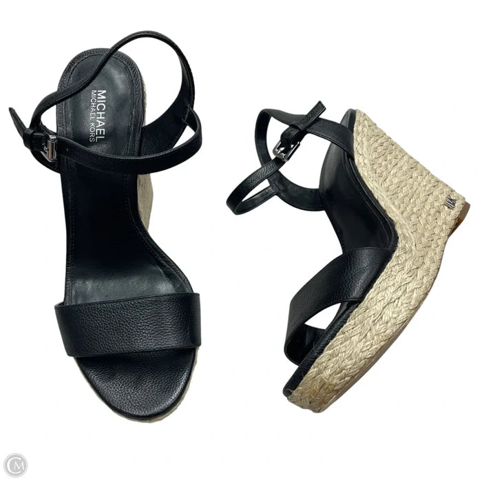 Sandals Heels Wedge By Michael By Michael Kors In Black & Cream, Size: 7.5