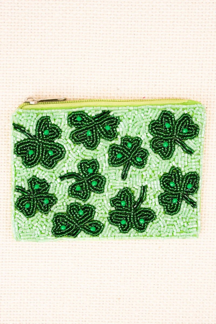 Shamrock Beaded Coin Pouch