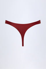 Hardware-Detail Thong Bikini Bottoms in Dark Cherry