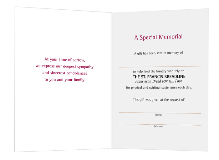 St. Francis Breadline: <br> Deceased Secular Card