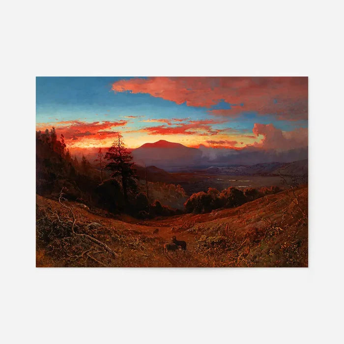 Sunset on Mount Diablo Print by William Keith, fine art poster, unframed