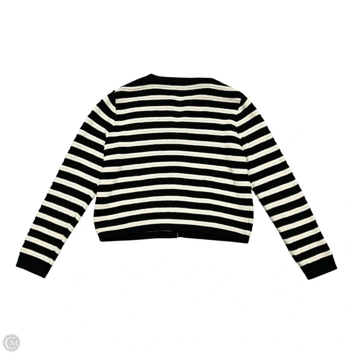 Sweater Cardigan By Aqua In Black & Cream, Size: L