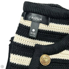 Sweater Cardigan By Aqua In Black & Cream, Size: L