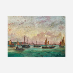 Tall masted steamer Print by Basilio Ivankovic, fine art poster, unframed