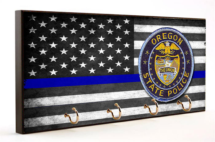 Thin Blue Line Oregon State Police Key Hanger