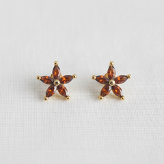 Vintage Burgundy Maple Leaf Stud Earrings