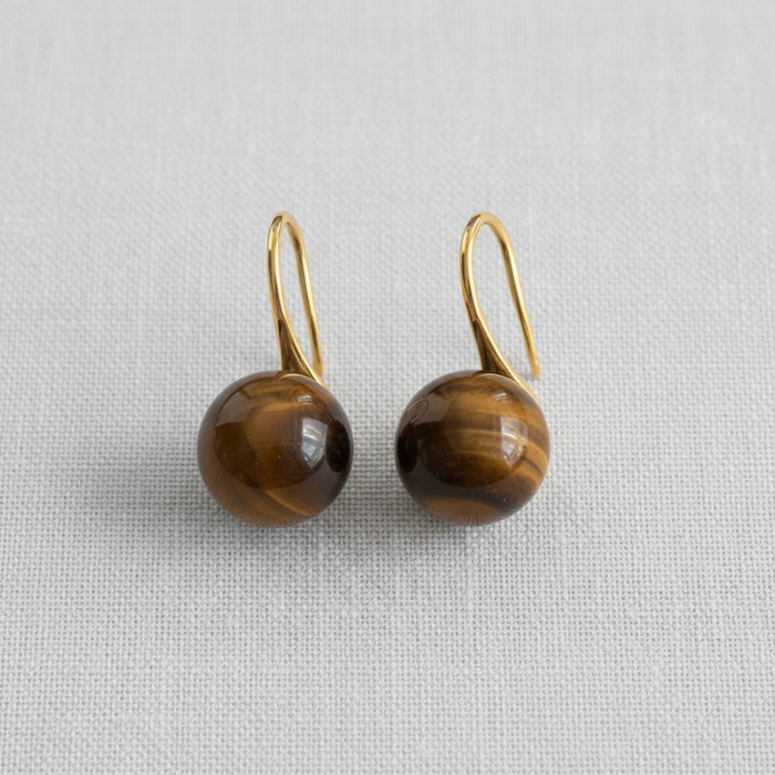 Vintage Round Tiger's Eye Earrings