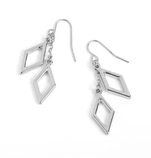 Whispers Double Diamond Chain Drop Earrings