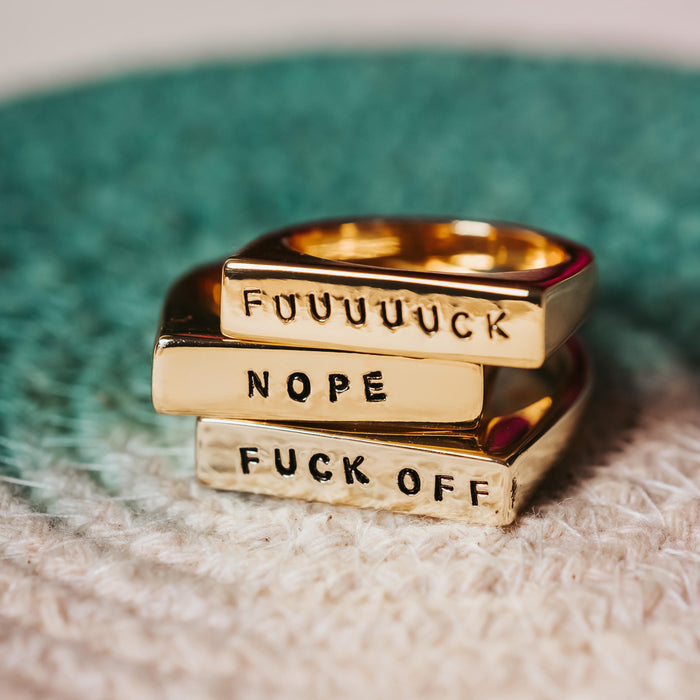 WILD Statement Ring: Gold Plated Sterling Silver Flat Top Ring