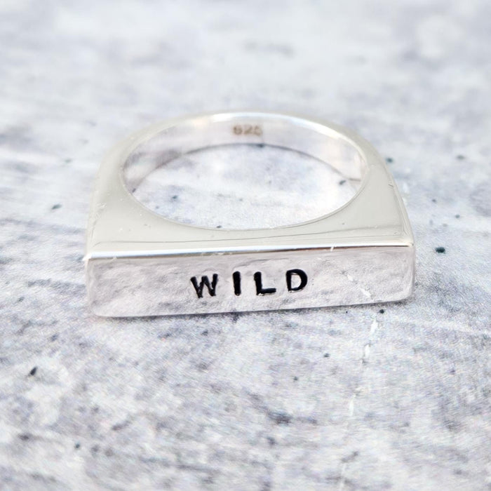 WILD Statement Ring: Gold Plated Sterling Silver Flat Top Ring