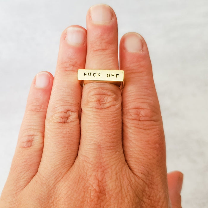 WILD Statement Ring: Gold Plated Sterling Silver Flat Top Ring