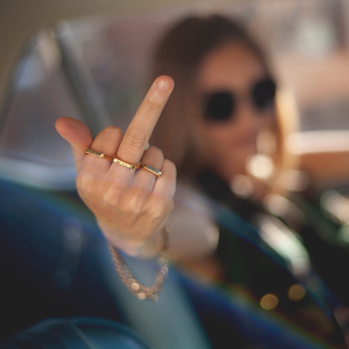 WILD Statement Ring: Gold Plated Sterling Silver Flat Top Ring